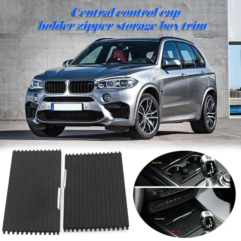 

VODOOL Front+Rear Section Center Console Cover Slide Roller Blind For X5 X6 E70 Water Cup Rack Storage Drink Holder Board ABS