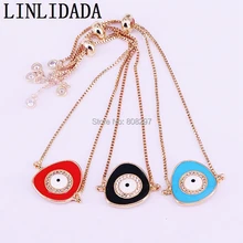 10 шт. модный микро Pave CZ& Эмаль глаз браслет ручной работы с оберегами для женщин Регулируемый ювелирный подарок