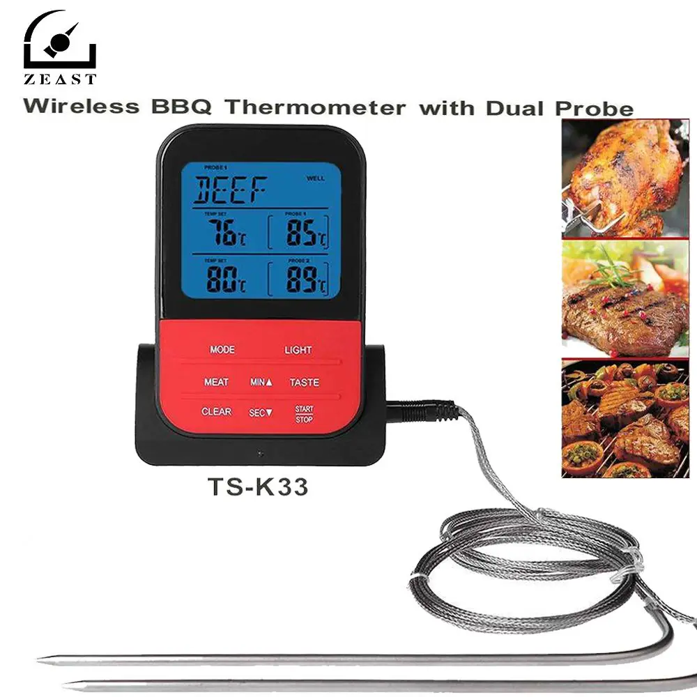 

Wireless Waterproof BBQ Thermometer Digital Cooking Meat Food Oven Grilling Thermometer With Timer Function
