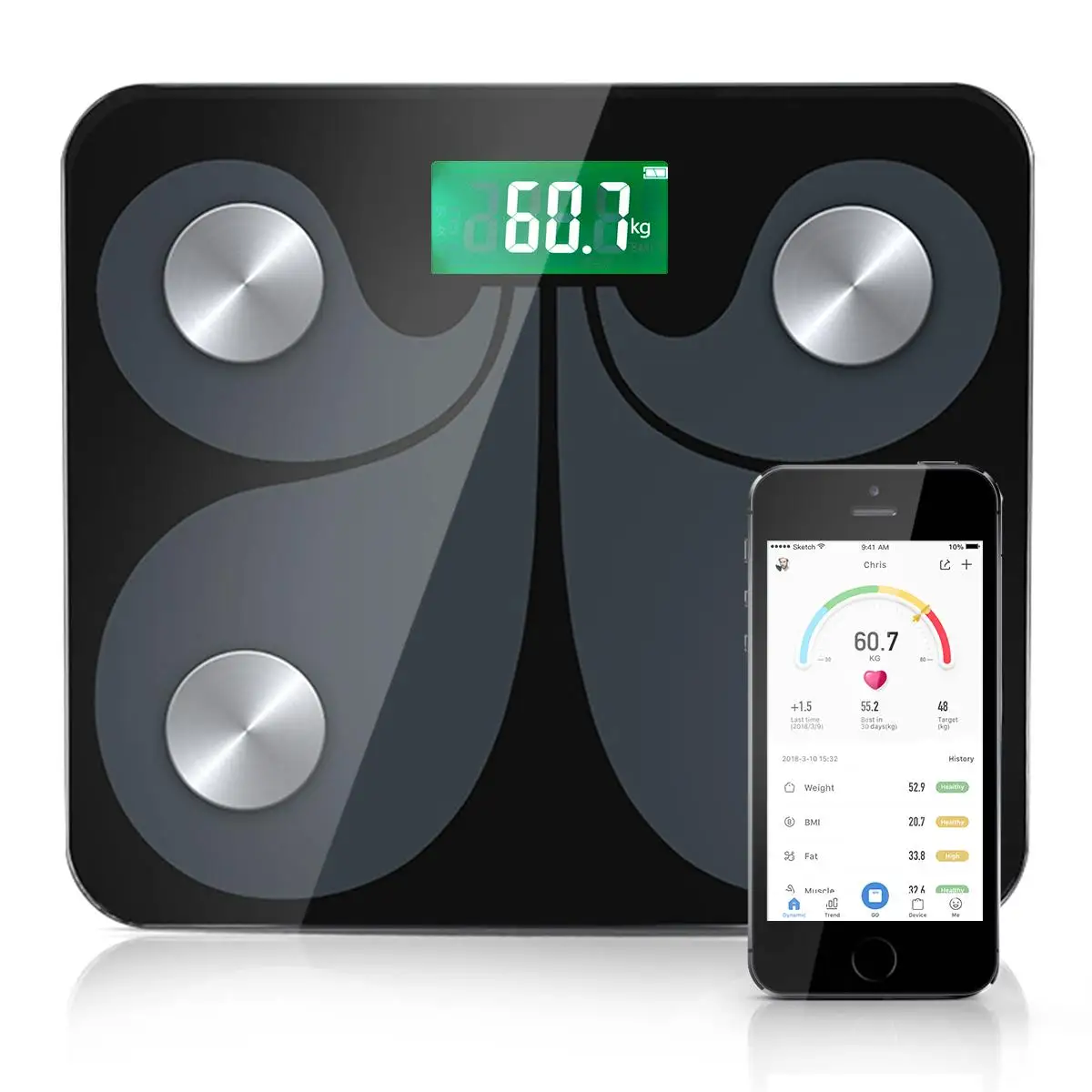 

Electronic LED Digital Body Fat Scale Wireless Weight Scale Body Composition Analyzer APP Support for IOS and for Android System