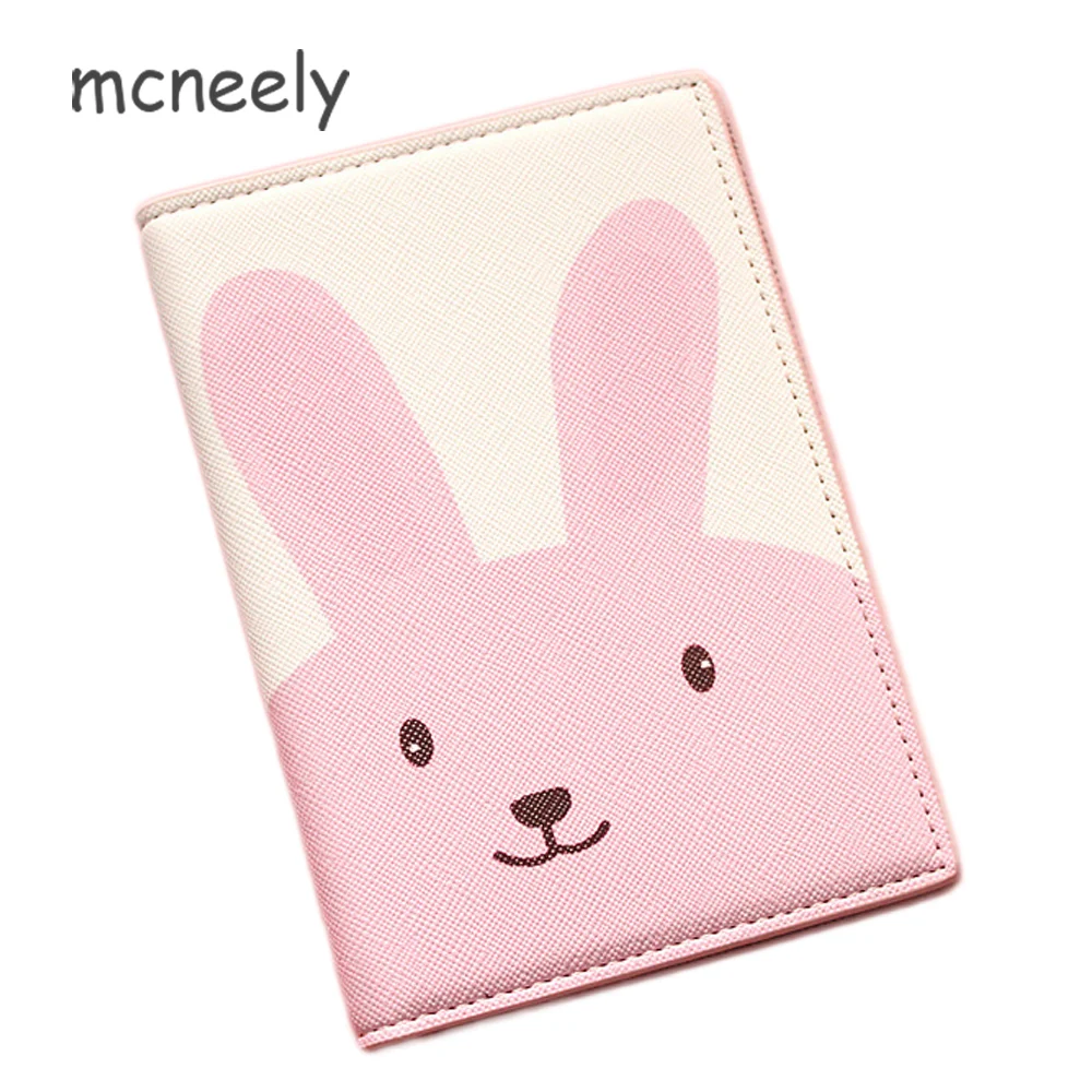 Mcneely Pink Rabbit Passport Cover lovely Kids Travel Passport Holder