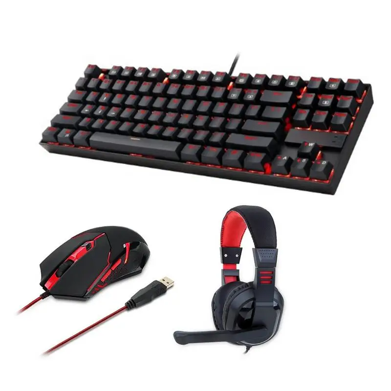 

Wired Mechanical Gaming Keyboard Suit Glow Gaming Keyboard Mouse Combo Free Add High Quality Headphones