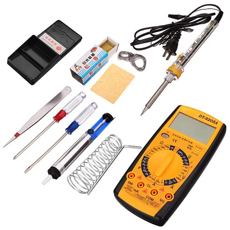 

10pcs 40W Electric Soldering Iron Set Solder Welding Iron Handheld Tester Digital Multimeter Tool Kit High Quality