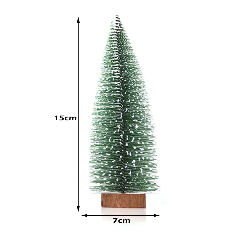 Mini Wooden Christmas Tree Plastic Snow Pine Ornaments Xmas Table Decor | Дом и сад