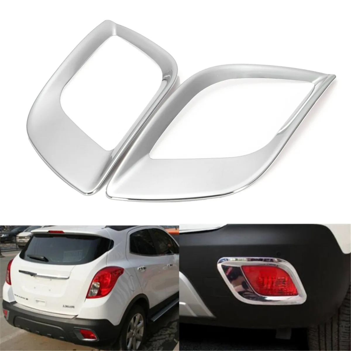 

2Pcs Chrome ABS Tail Rear Bumper Fog Light Lamb Cover Trim Decoration Cover for Buick-Encore 2012-2016 for Opel/Vauxhall Mokka