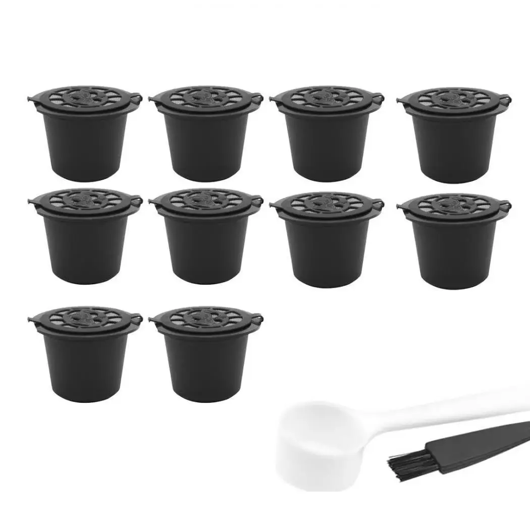 

10Pcs Coffee Filter Capsule Box Reusable Refillable Coffee Replacement 20ml Mesh Home Office Black Tools Kitchen Helpers
