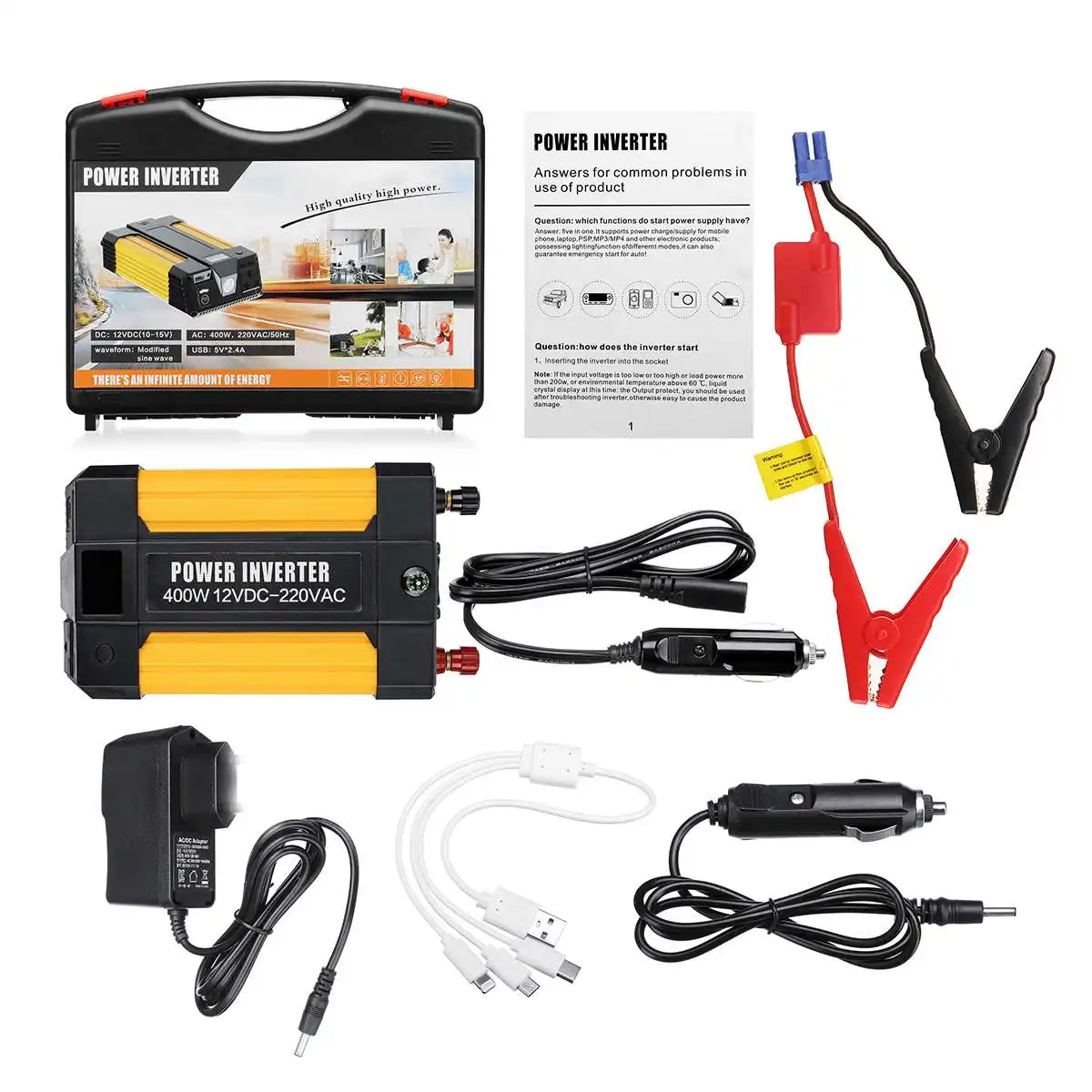 Car Jump Starter Battery Emergency Charger with Modified Sine Wave Inverter Function 89800mAH 12V Power Bank Booster Starter
