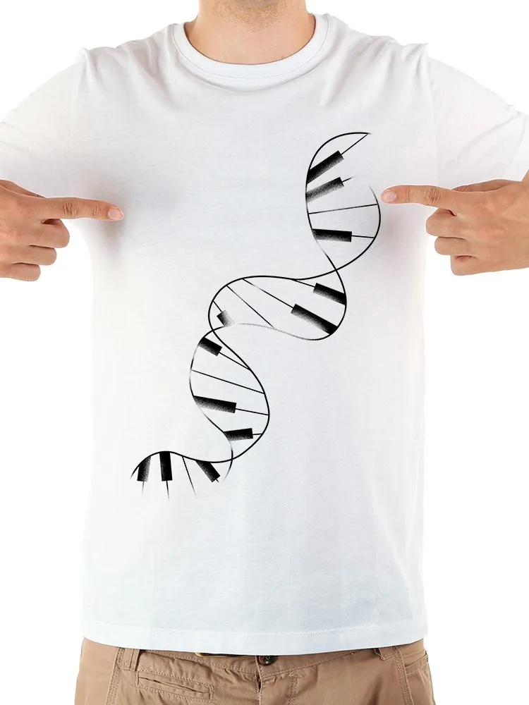 

DNA Piano keys cool cartoon t-shirt men jollypeach brand new white short sleeve casual homme funny t shirt
