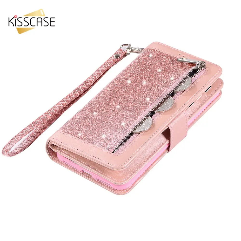

KISSCASE Card slot Wallet case for iPhone X XS MAX XR Leather Phone bag case for iPhone 7 8 6 6s plus Diamond Holder Cover Funda