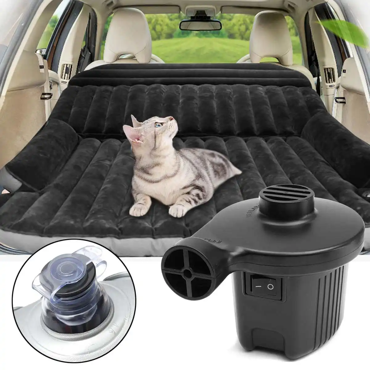 

Car Inflatable Mattress Seat Travel Air Bed Mattress With Air Pump Outdoor Camping Travel Moisture-proof Pad Car Bed Sofa Bed