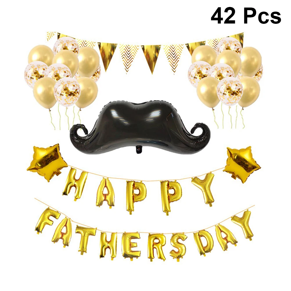 

42Pcs/Set 16 Inch Aluminum Film Balloon Set Happy Father'S Day Party Favors Atmosphere Decoration Balloons(Black And Golden)