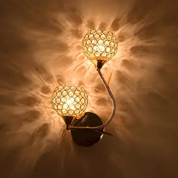 

Indoor Glass Crystal Wall Lamp Left/Right Double Crystal Wall Light Creative Art Bedside Lamp Mirror Bedroom Lighting