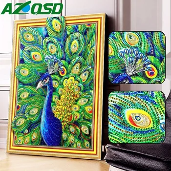 

AZQSD Special Shaped 5D DIY Diamond Painting Animals Picture Of Rhinestones Diamond Mosaic Peacock Decor Home 40x50cm