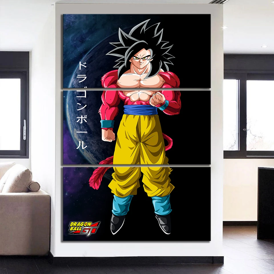 

3 Piece Animation Goku Dragon Ball Canvas Printed Wall Pictures Home Decor For Living Room Dragon Ball Poster Canvas Wholesale