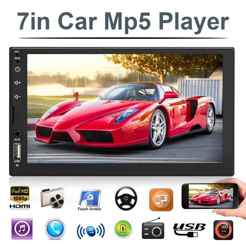 

7703B 7inch Touch Screen Car Stereo MP5 Player FM Radio Bluetooth Head Unit with Remote Control Support for Android Phone