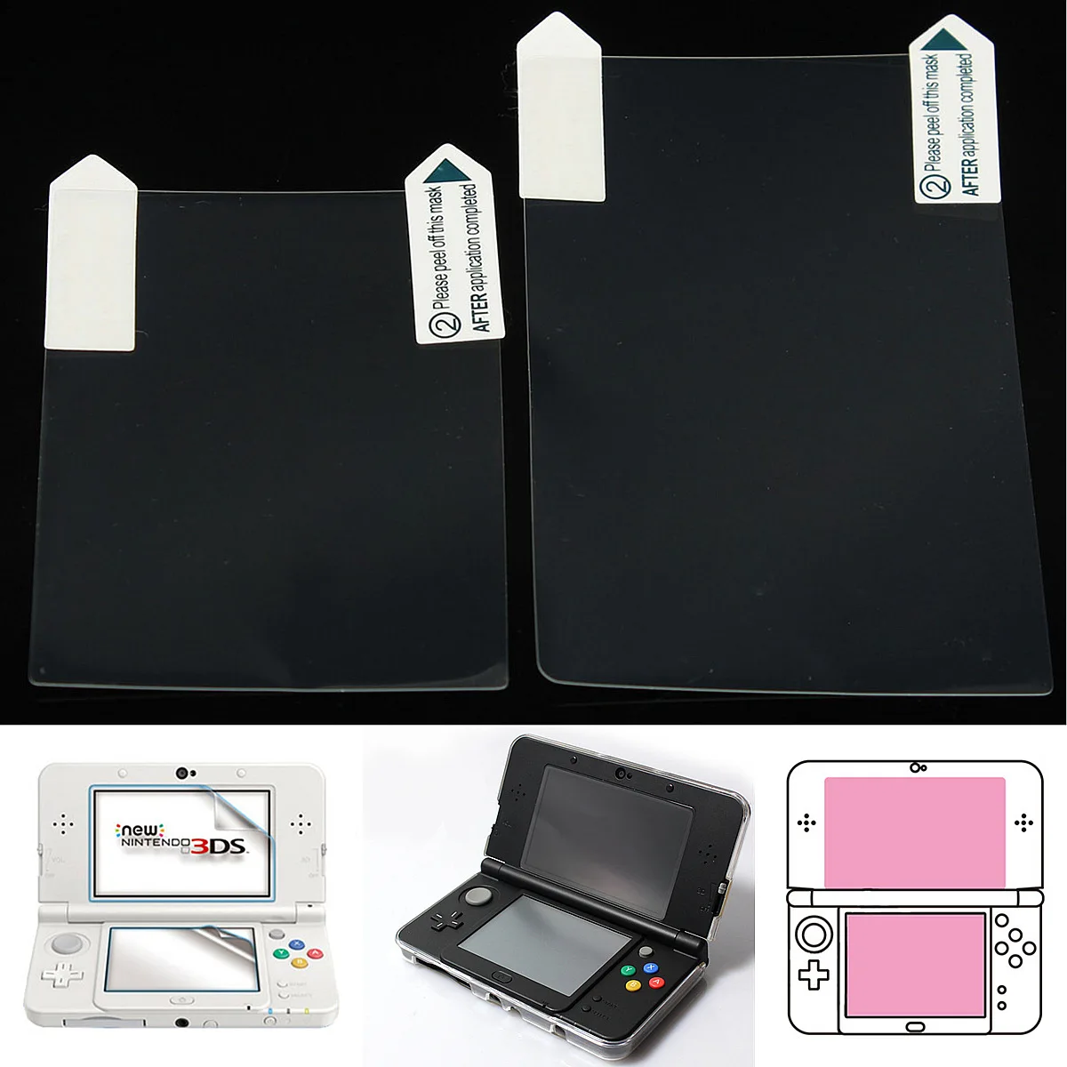 

3 in 1 Clear Top & Bottom LCD Cover Film For New Nintend 3DS Up screen protector+Touc h screen protector+Cleaning Cloth