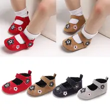 Осенняя Милая повседневная обувь для новорожденных девочек с цветочным рисунком, хлопковые кроссовки с мягкой подошвой, одежда для детей 0-18 м