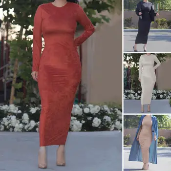 

Muslim Bodycon Maxi Dress Abaya 2019 Spring Summer Dubai Islamic Sheath Dress Saudis Ankle-length Robes Casual Soft Arab Turkish