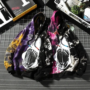 

Autumn New Hoodies Men Fashion Cartoon Printing Casual Sweatshirt Man Streetwear Hip Hop Loose Long-sleeved Hooded Pullover