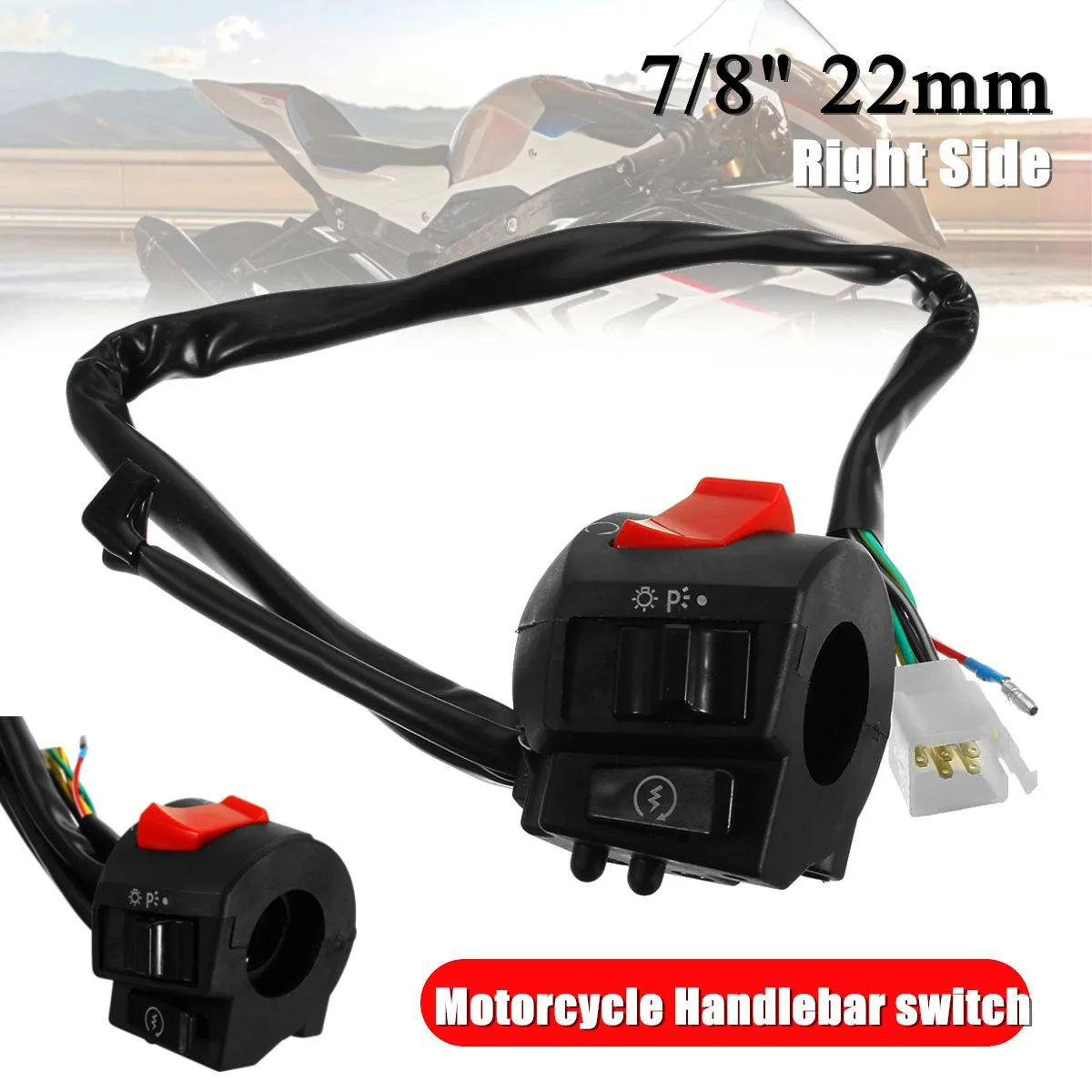 

12 V 7/8inch 22mm Motorcycle Handlebar Horn Turn Light Electrical Start Switch Right Side