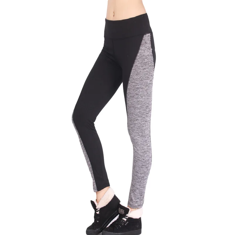 

Women Black Leggings Black-and-grey Stitching Hip-lifting Bottoms and Stretch Sport Pants Fitness Legging