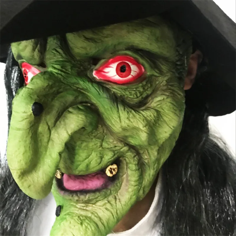 

Halloween Witch Mask Halloween Long Hair Grimace Scary Mask Horror Props Mask For Halloween Party Decoration