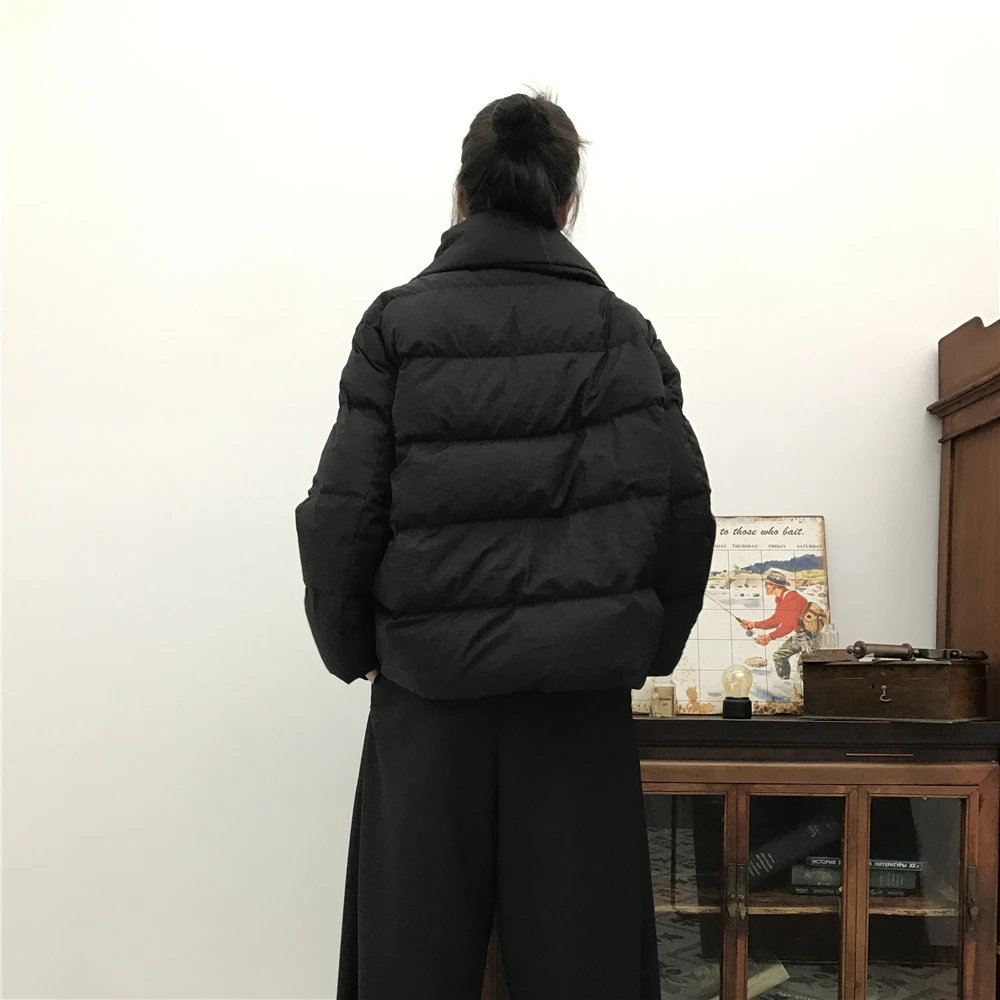 Automne Manches Black Femmes 2018 Qlzw Asymétrique Up down Dentelle D'hiver Down Et Wc40401m Chauve souris Veste Mode Japon Nouvelle Col Turn YvYwtR