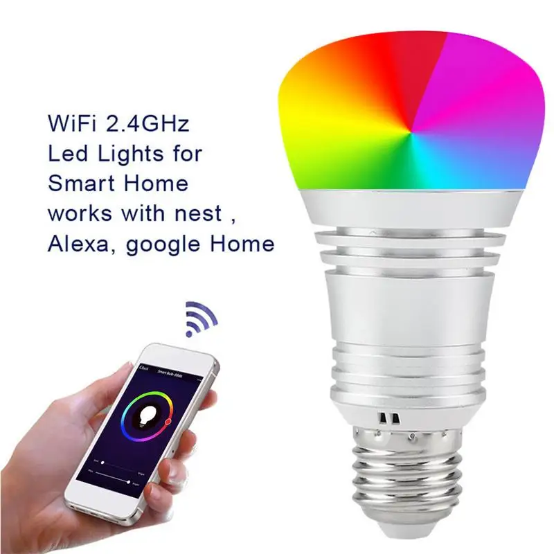 E14 E27 B22 Wi-Fi лампа RGB умный свет 15 W светодиодные лампы дистанционное управление мобильным телефоном умная лампа RGB умный свет лампы