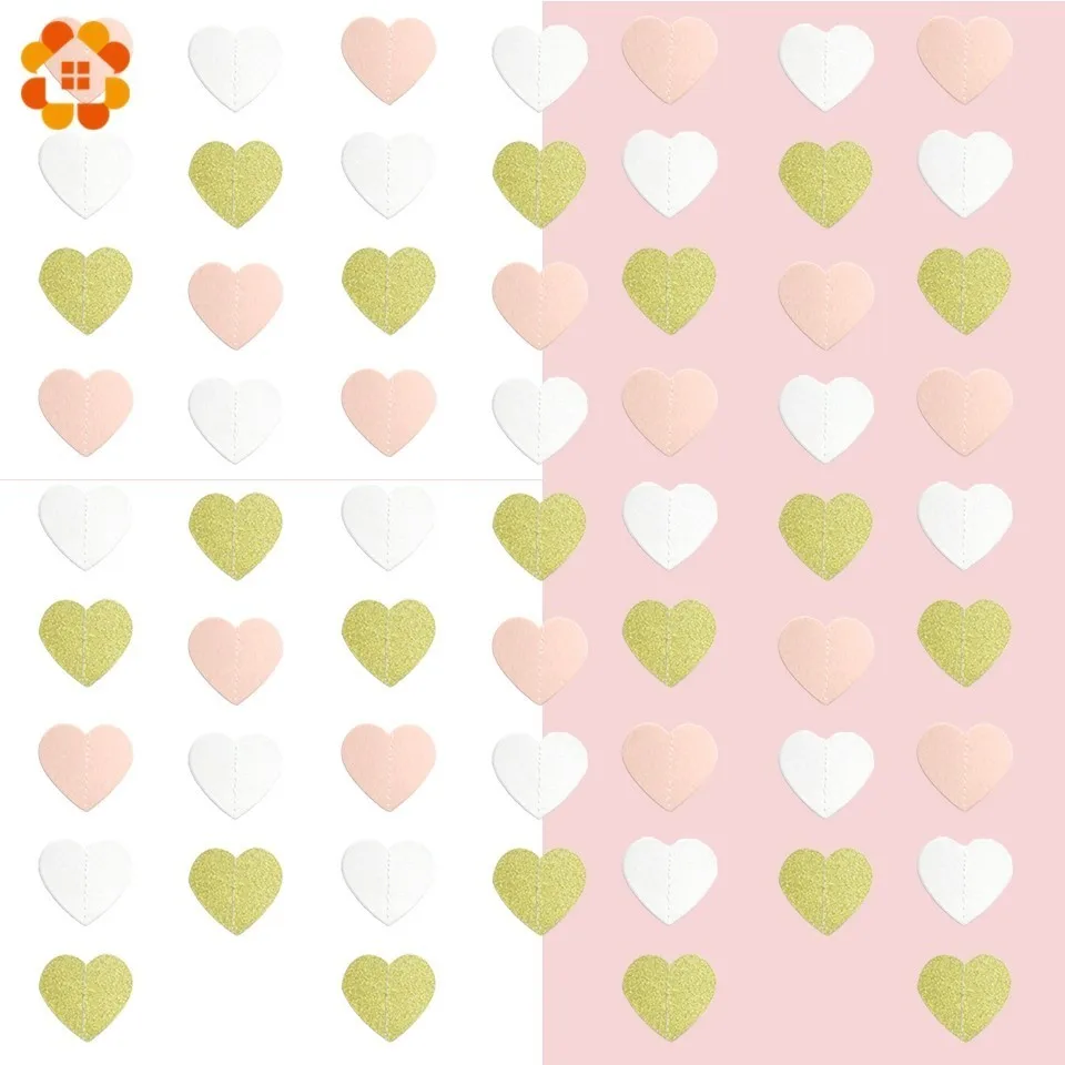 

1PC 2.2M Lovely Pink Heart Paper Garlands DIY Bunting Banner Wedding Wall Decor Birthday Party Supplies Girls Bedroom Decoration