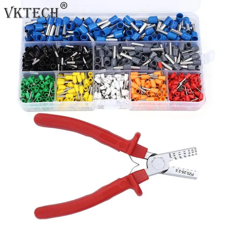 

800pcs Insulated Wire Connector Cord Pin End Cold Pressure Terminals Tube Cable Sleeves Extension Head with Cable Crimper