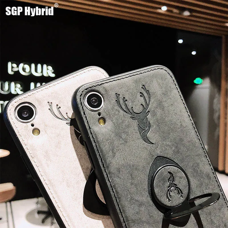 Bracket Soft Case For iphone X XS Max XR Phone Cloth Texture TPU Back Cover rx sx max 10 10s 10r Deer Shell |
