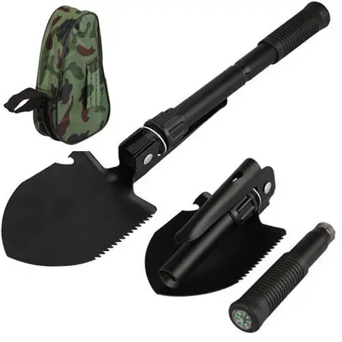 

New 4 in 1 Folding Shovel Spade Garden Shovel Tools Camping Hike Shovels Pouch