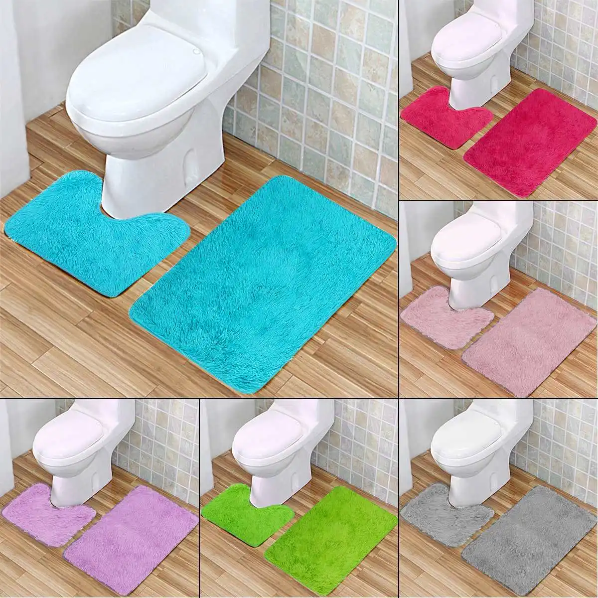2 шт, коврики для ванной комнаты, Противоскользящий коврик для ванной комнаты, набор, напольный коврик для ванной, моющийся коврик для ванной комнаты, впитывающий ковер