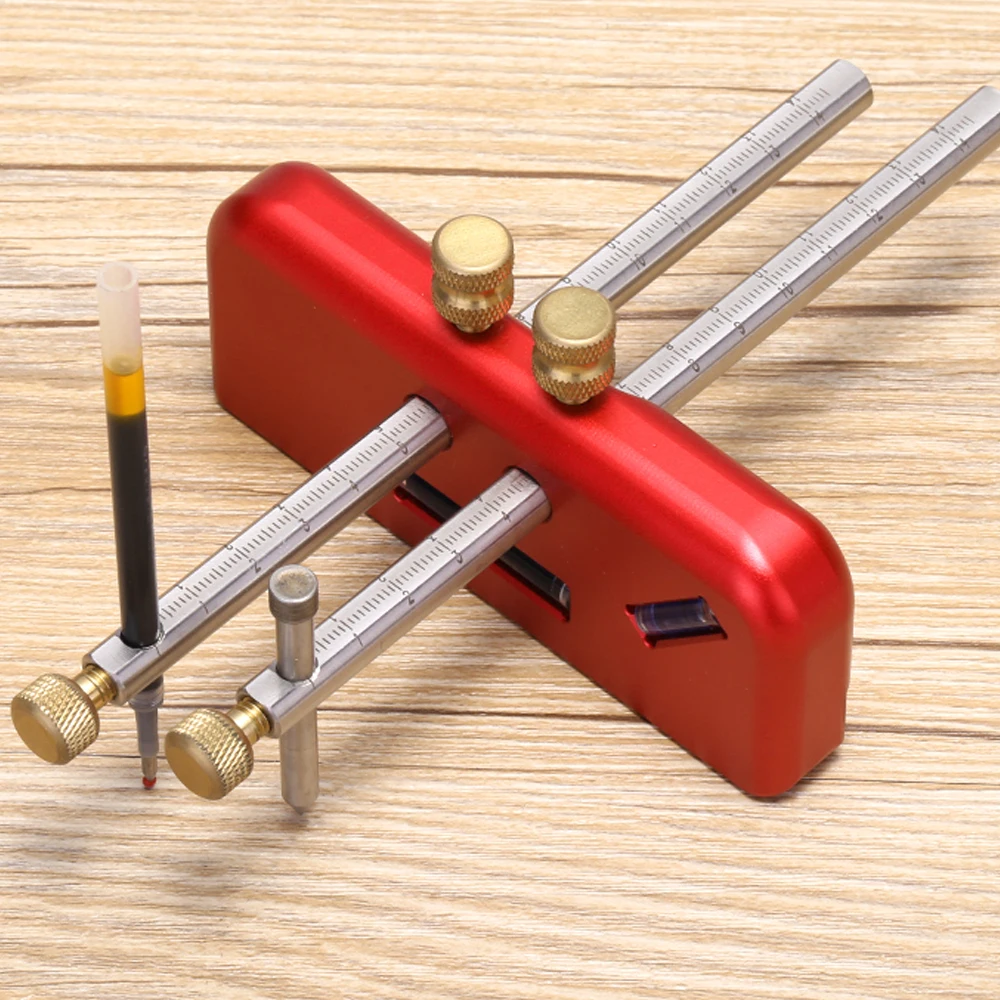 

Handheld Portable Aluminum Alloy Marking Gauge Woodworking Decoration Scriber DIY Hand Scribing Tool with 2pcs Marking Rod
