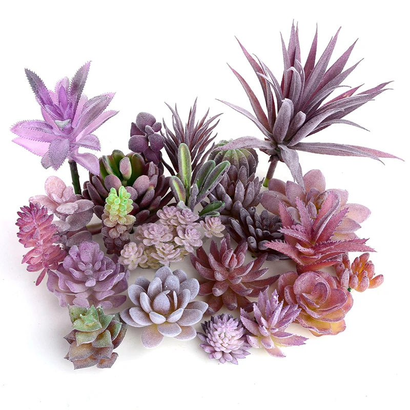 Charming Accessories Flocking DIY Mini Plant Plastic 1pc New Bridal Bouquet Fashion Purple Succulents Flower wall Floral