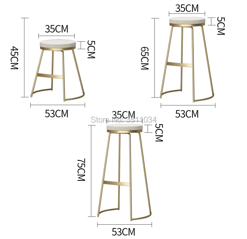 Совершенно скандинавский барный стул 45 см/65 см/75 см барный стул креативный кофейный стул золотой высокий стул простой обеденной стул из кованого железа