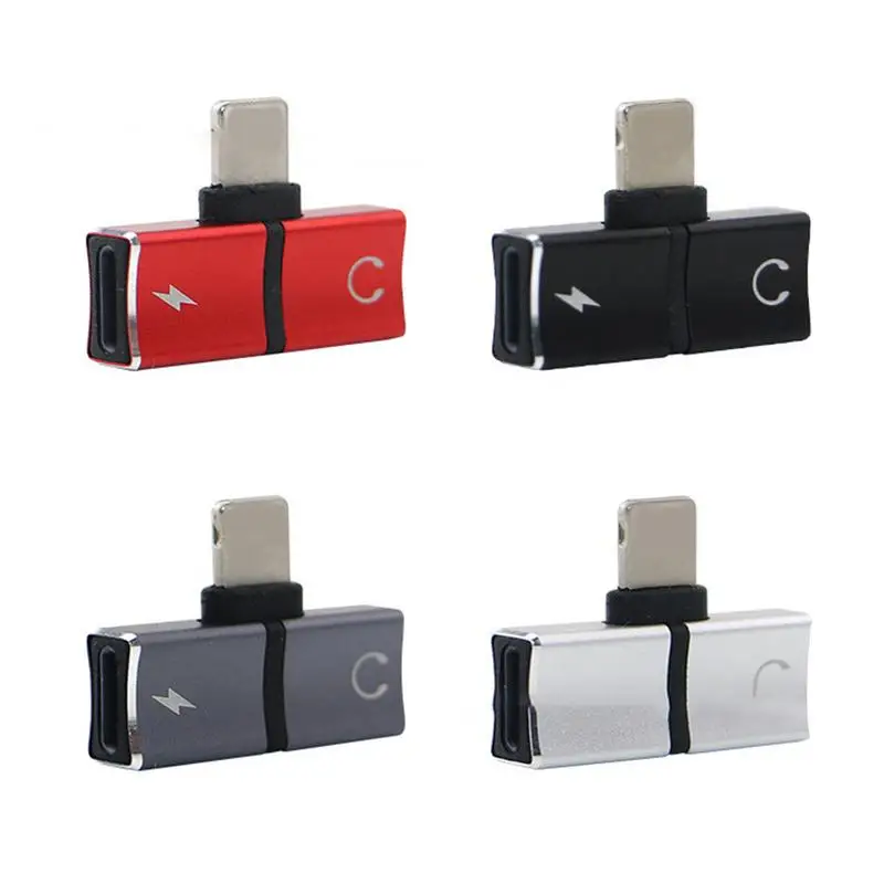 

New 2 In 1 Audio Converter Splitter Metal Dual Port Earphone Accessories Charger Audio Headphone Jack 3.5 Mm Adapter For IPhone