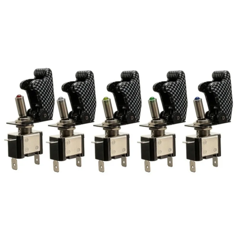 

1PC 12V 20A Illuminated LED Multi-color Toggle Switch Control ON OFF With Safety Aircraft Flip Up Cover