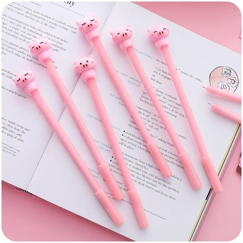 4 PCS /lot Kawaii Pink Animals Gel Pens For School Supplies Stationery ...