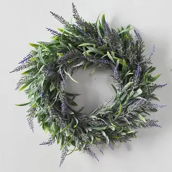 

None Simulate Lavender Wreath Pretty Garland Floriation Hanging Pendant Decoration for Home Wedding Photo Prop-25