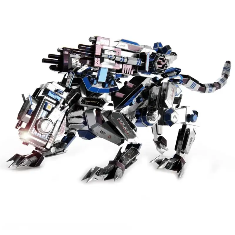

Kids 3D DIY Metal Puzzle Toy Mechanical Police Dog Model Laser Cut Assembly Jigsaw Building Toy Set Gift for kids