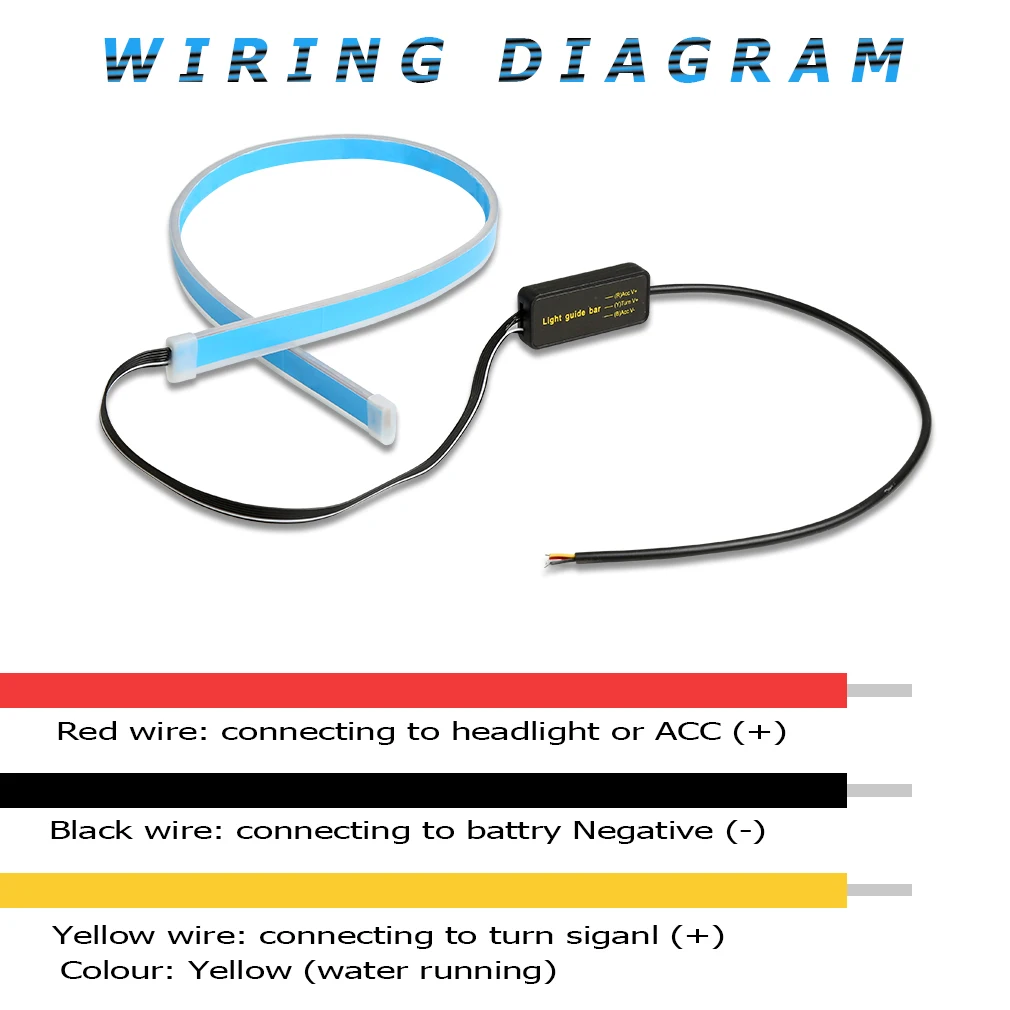 2X 45cm LED Strip Light Waterproof Slim Flexible Turn Signal DRL Running Light White and Yellow Flowing Daytime Running Lights