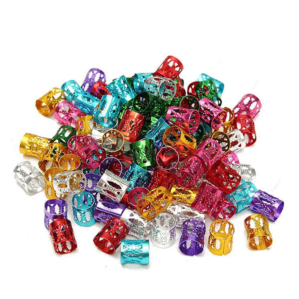 

100Pcs Hair Decor Extension Braids Cuff Hole Dreadlocks Dread Beads Rings Clips Pins Adjustable Tube Set Hair Connectors