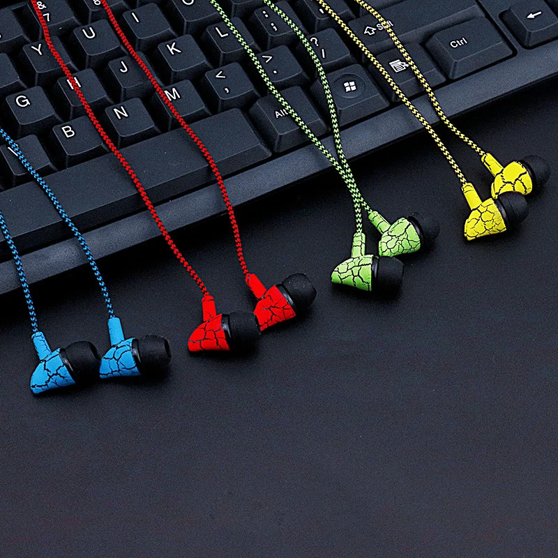 

Crack Grain Style Fashion Wired In Ear Earphon Noise Isolating Stereo Bass Wired Headphone with Microphone for Xiaomi IPhone PC
