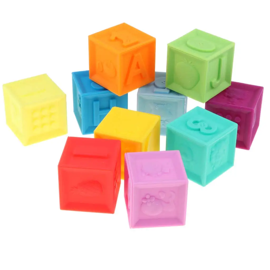  10pcs Montessori Educational Building Blocks Silicone AnimalsNumbersAlphabet Toy Early Learning Toy