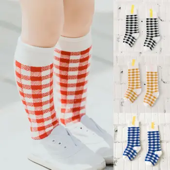 

New Girls Toddler Clothing Warm Long Socks Kids Child Knee High Plaid Cute Cotton Socks Girl 1-8T