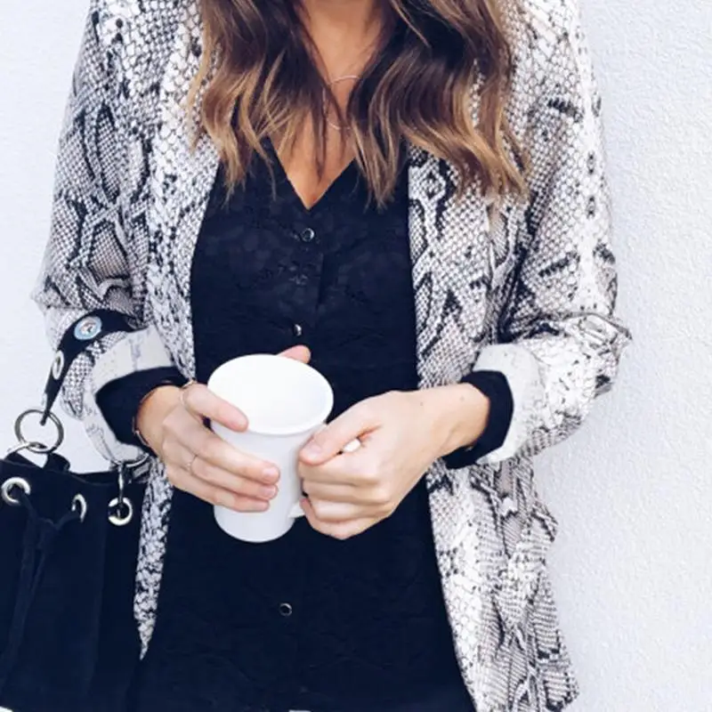 Snake Skin Print Blazer Women Leopard Suits & Blazer