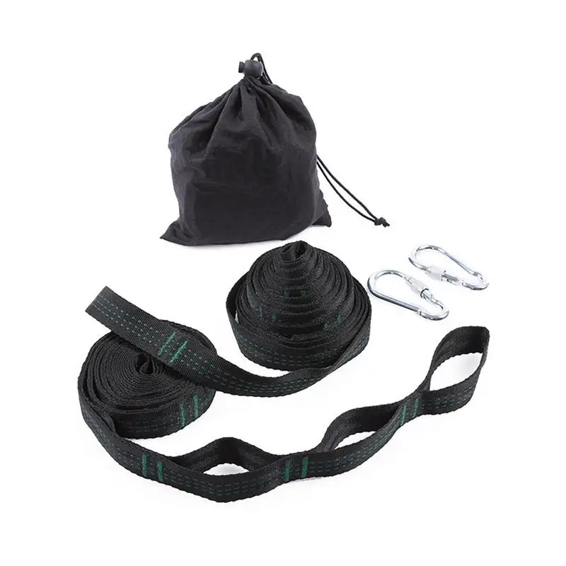 

Outdoor Hammock Fastening Set Nylon Strap High Load Bearing Reinforced Wear Resistant Nonslip Black Strap Good Quality