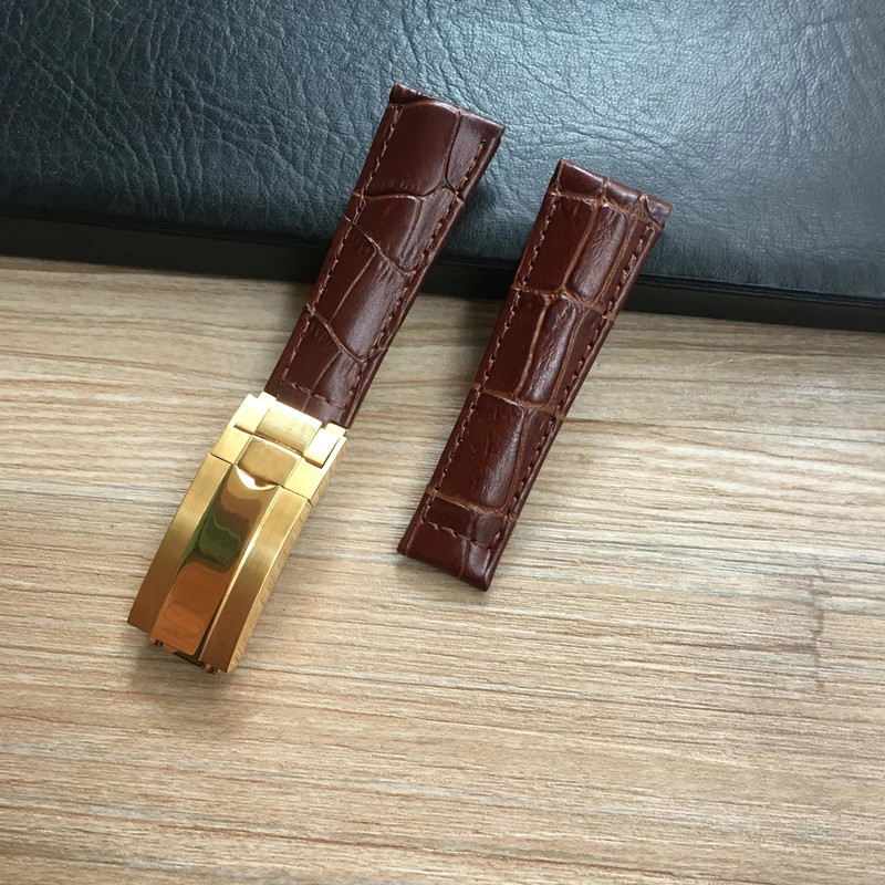 20mm Black Green Brown Blue Crocodile pattern Genuine Leather Watchband For Role Watch Strap Daytona Submariner GMT RX Bracelet