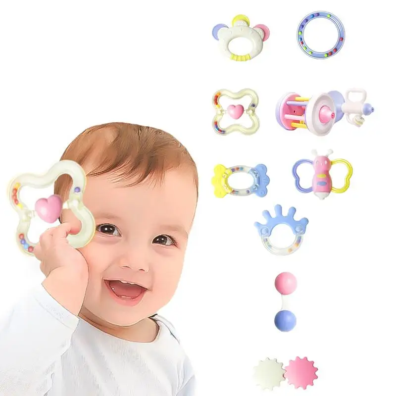 

10 pcs Newborn Teether Hand Bells Baby Toys Teething Development Infant Early Educational Baby Rattles Toys for 0-6 Y